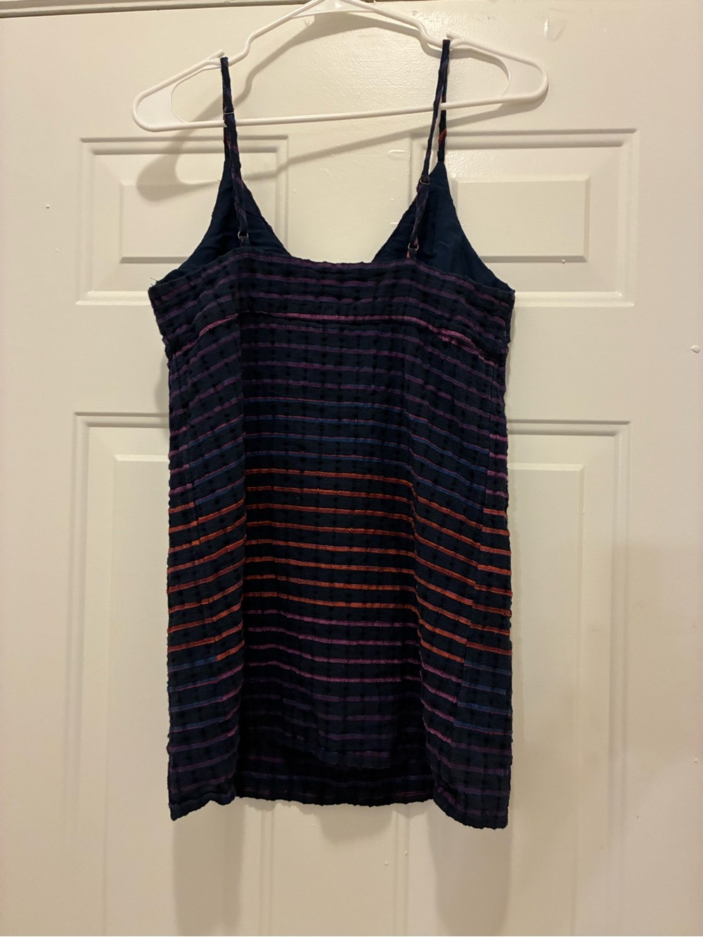Free People Plaid Textured Cami Mini Dress V-Neck Strappy Boho Slit Coquette M - Picture 3 of 6